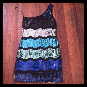 Forever 21 blue and silver sequence dress