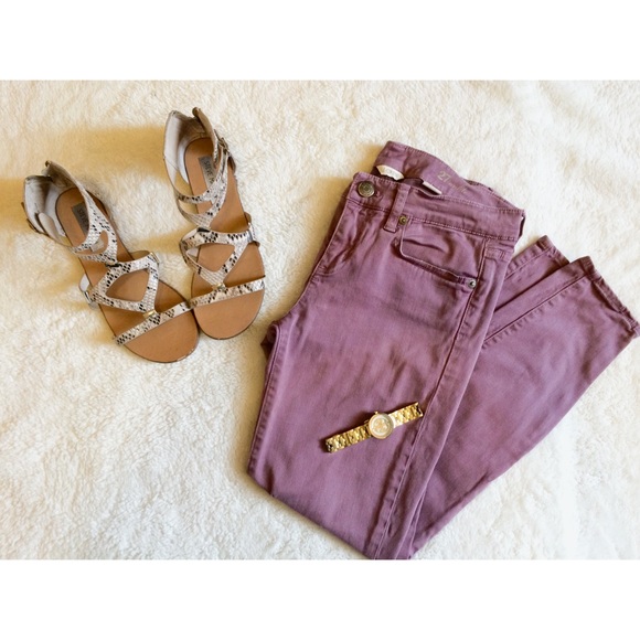 J Crew purple toothpick jean with ankle zippers