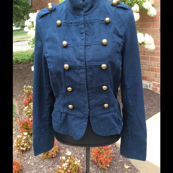 Women Military Style Jacket Brass Buttons Size 12