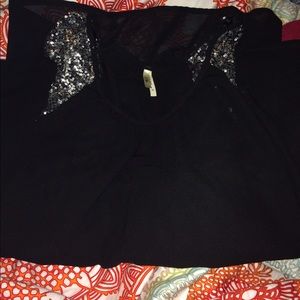 Black blouse with silver sequins!!
