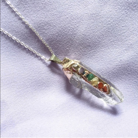✨ Crystal Quartz Silver Chakra Necklace ✨