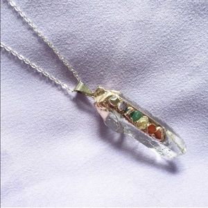 ✨ Crystal Quartz Silver Chakra Necklace ✨