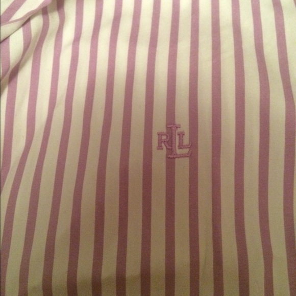 Lilac and white striped Lauren by Ralph Lauren top