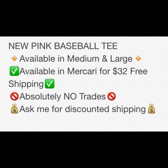 NEW PINK Medium BASEBALL TEE - Picture 2 of 2