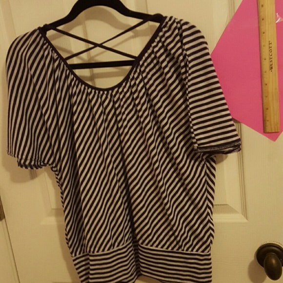 PETITE a.n.a stripped, low back top - Picture 3 of 3