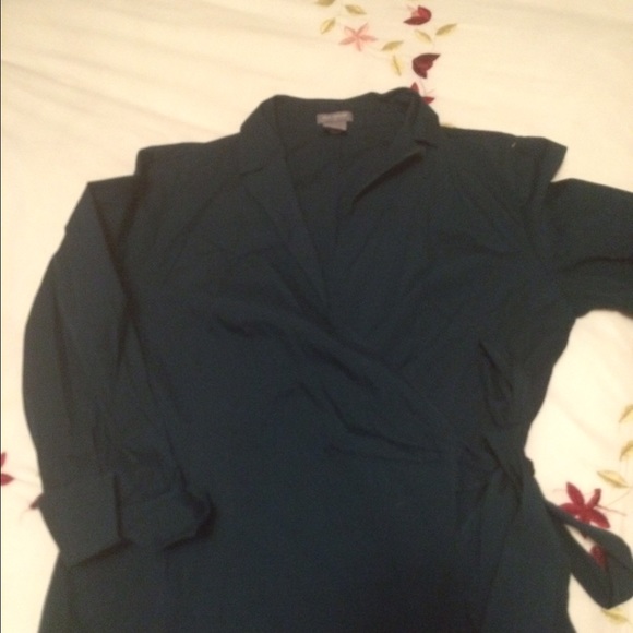 Dark teal wrap blouse