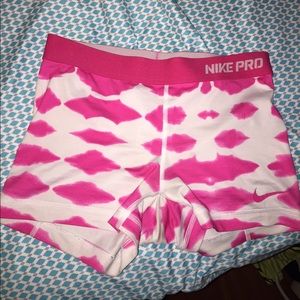 Pink and White nike pros