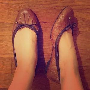 French Sole fs/ny brown leather bow flats. Size 5.