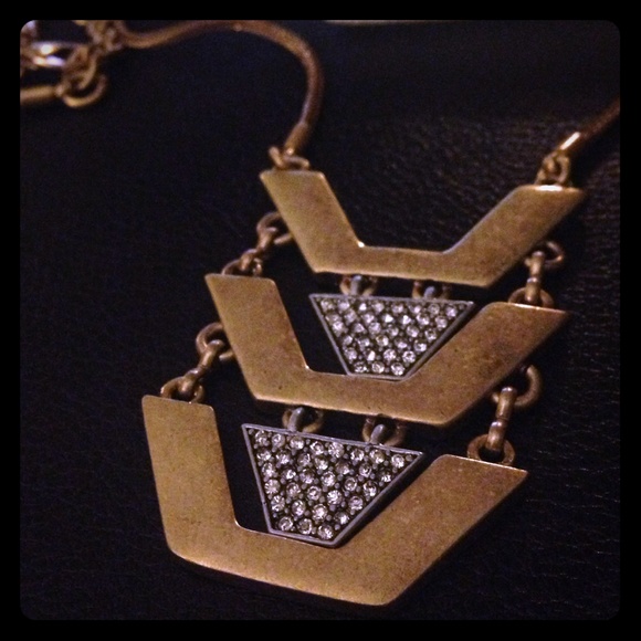 Long gold & silver Aztec inspired necklace