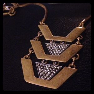 Long gold & silver Aztec inspired necklace