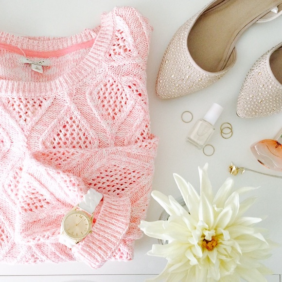 Sonoma Sweaters - 🍩SOLD - Sonoma | Pink & White Cable Knit Sweater