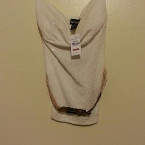 Textured belted ivory shirt