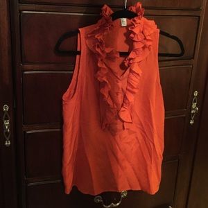 Orange silk sleeveless blouse