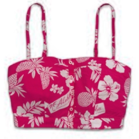 Pink Hawaiian print bralette