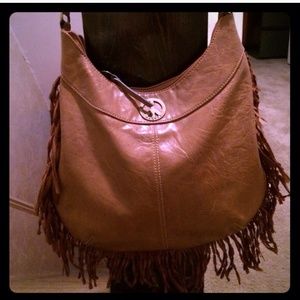 Brown fringe bag