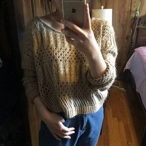 Brown cropped knit sweater