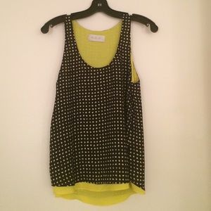 A.L.C. black and white dotted silk tank