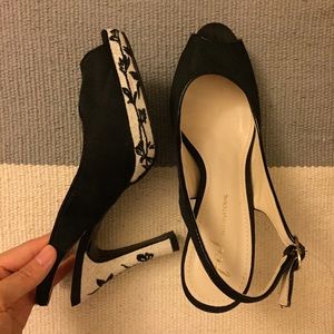 black peep toe embroidered platform sandals, 5