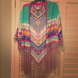 Colorful Kimono with fringe