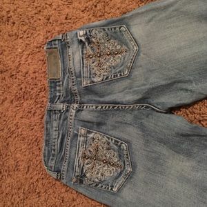 Size 7 embellished cross pocket jeans