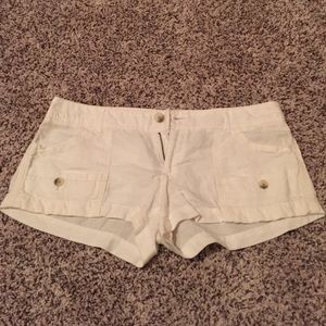 White linen shorts