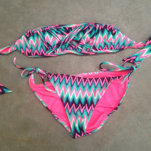 Multi colored top and bottom bikini