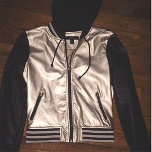 Black and Gold Leather Varsity Jacket