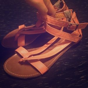 Pink-Tan Gladiator Sandals