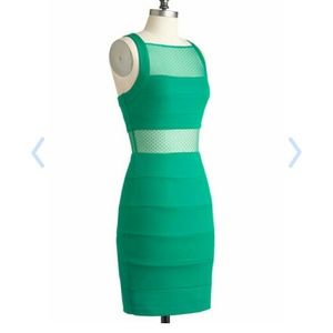 ModCloth green mesh cutout dress