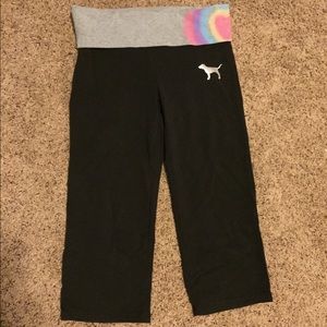 Tie Dye PINK Victoria's Secret crop yoga pants