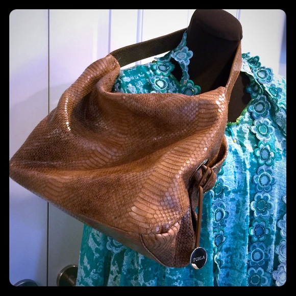 Furla Beige Python Hobo