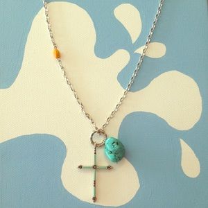 Lucky brand turquoise stone cross necklace (new)