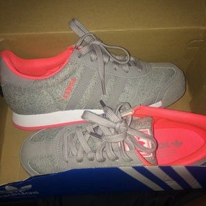 Grey, pink and white Adidas