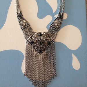 Silver boho statement necklace