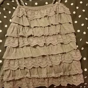 Grey Hollister ruffle tank top