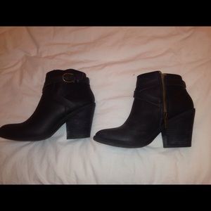 Lucky Brand Buckle Black Leather Ankle Booties
