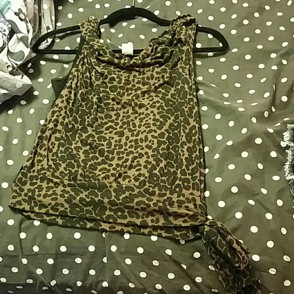 Cheetah print side tie tank top