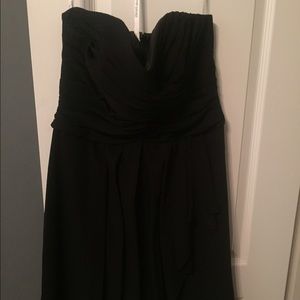 Short Crinkle Chiffon Dress with Front Cascade