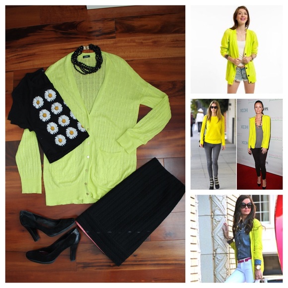 J. Crew Sweaters - J. Crew Neon Yellow Lightweight Cableknit Cardigan
