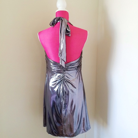Phoebe Couture Dresses - Phoebe Couture Silver Metallic Halter Mini Dress Phoebe Couture Dresses - Phoebe Couture Silver Metallic Halter Mini Dress