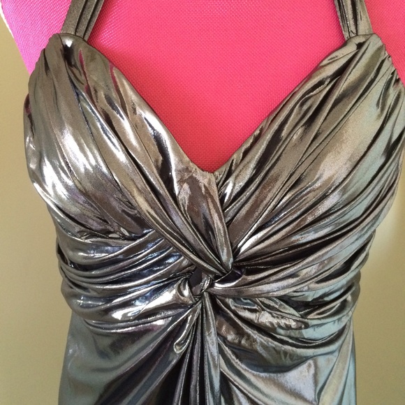 Phoebe Couture Dresses - Phoebe Couture Silver Metallic Halter Mini Dress Phoebe Couture Dresses - Phoebe Couture Silver Metallic Halter Mini Dress