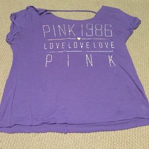 PINK Vintage Wash Slouchy Tee M/L Open Back