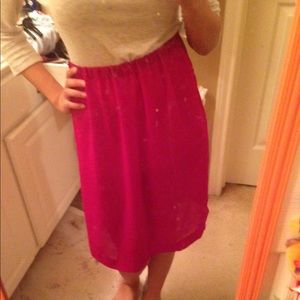 Sheer magenta long midi skirt