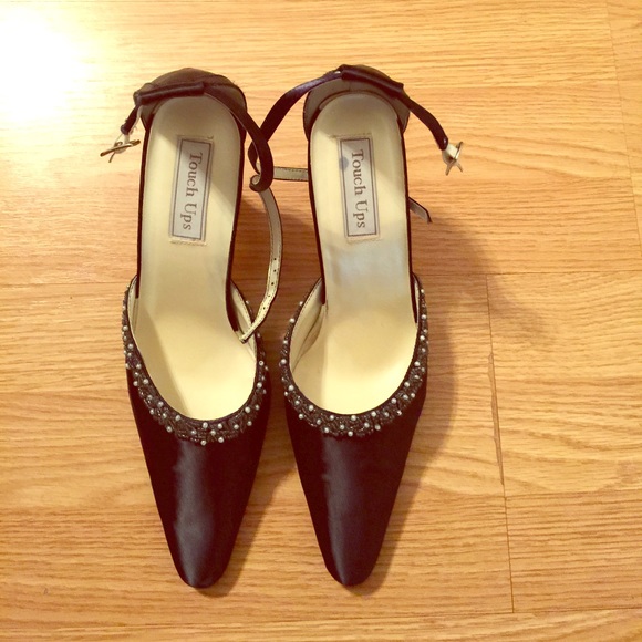 💗Navy Blue Satin formal women shoes sz 9M