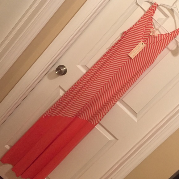 Brand new orange and cream maxi dress
