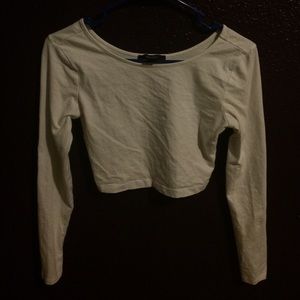 White long sleeve crop top(: