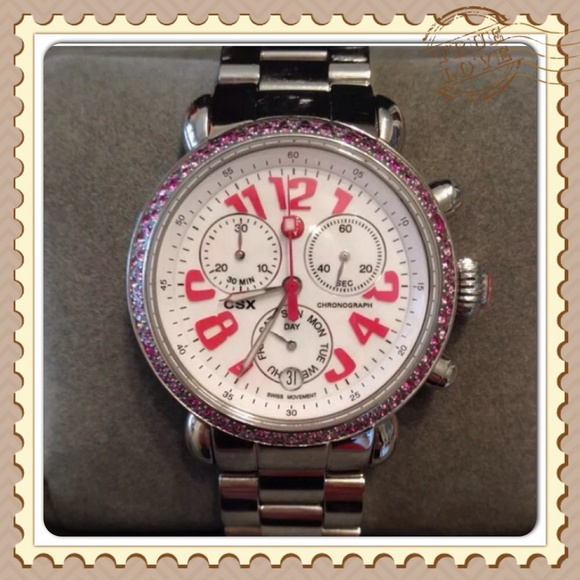 Michele Accessories - MICHELE Watch CSX with pink sapphires