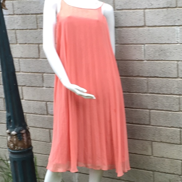 Pink Pleated Dress with Spaghetti Straps