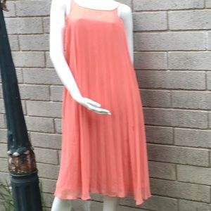 Pink Pleated Dress with Spaghetti Straps