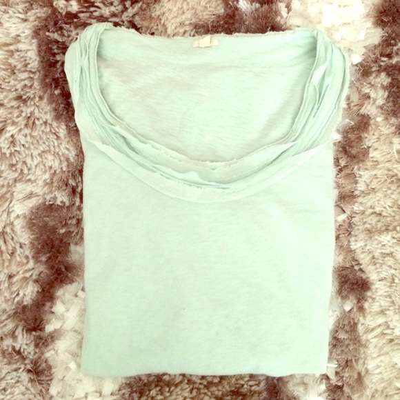 J. Crew Sea Foam Green Aqua 3/4 length Shirt